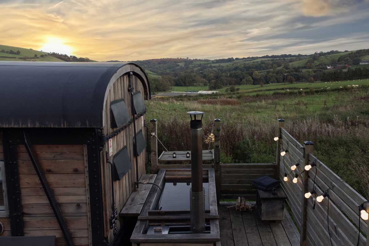 Stunning sunrises in a Welsh valley. Hay Festival unique alternative accomodation