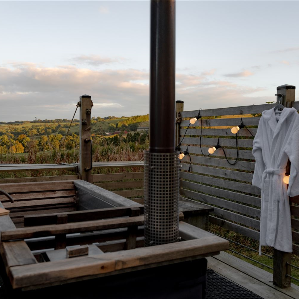 Outdoor wood fired bath, relax and star bathe